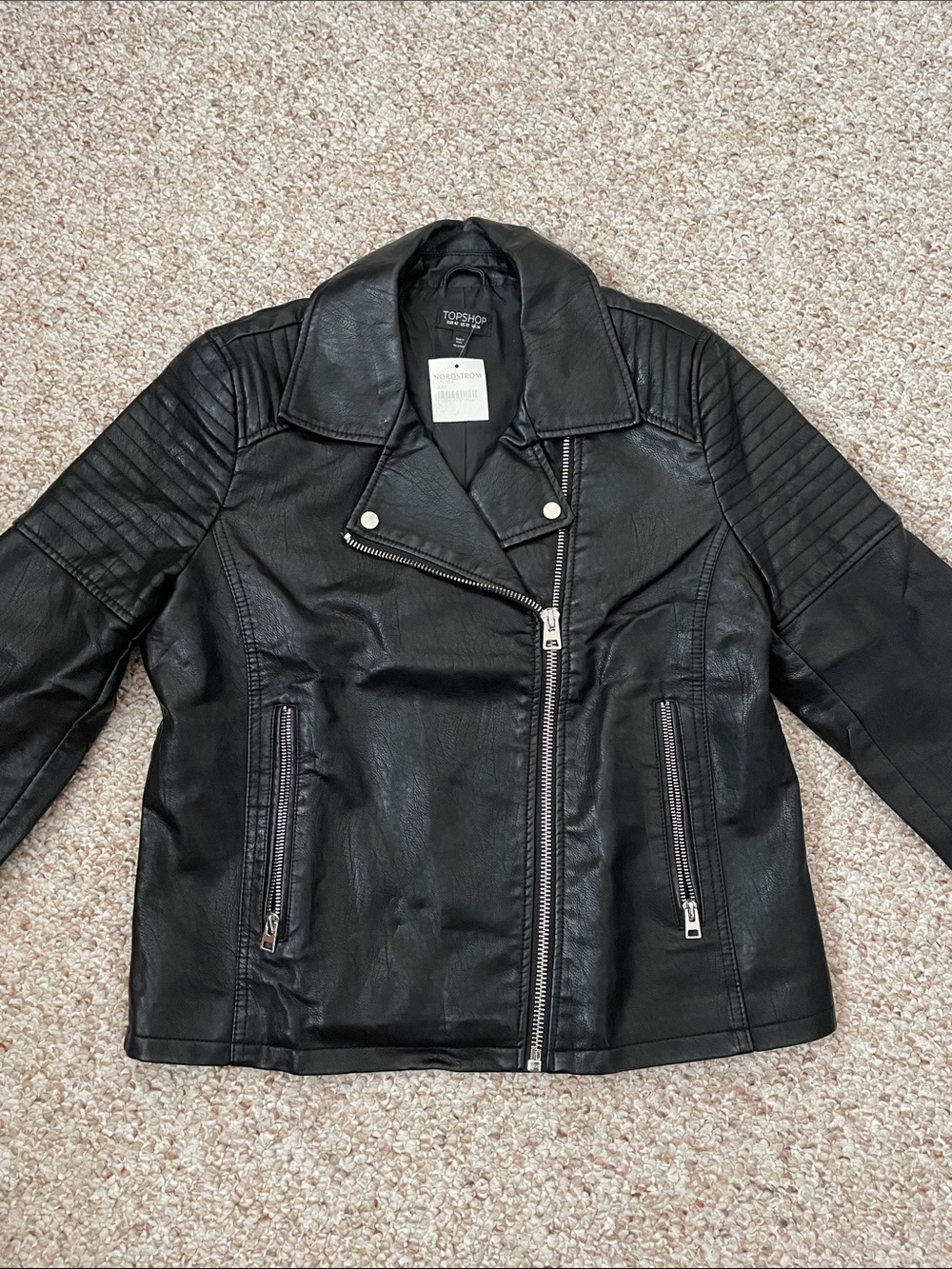 Topshop Black Faux Leather Moto Jacket
